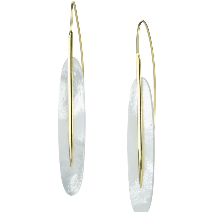 Earrings Rachel Atherley | Large Mother Of Pearl Feather Earrings