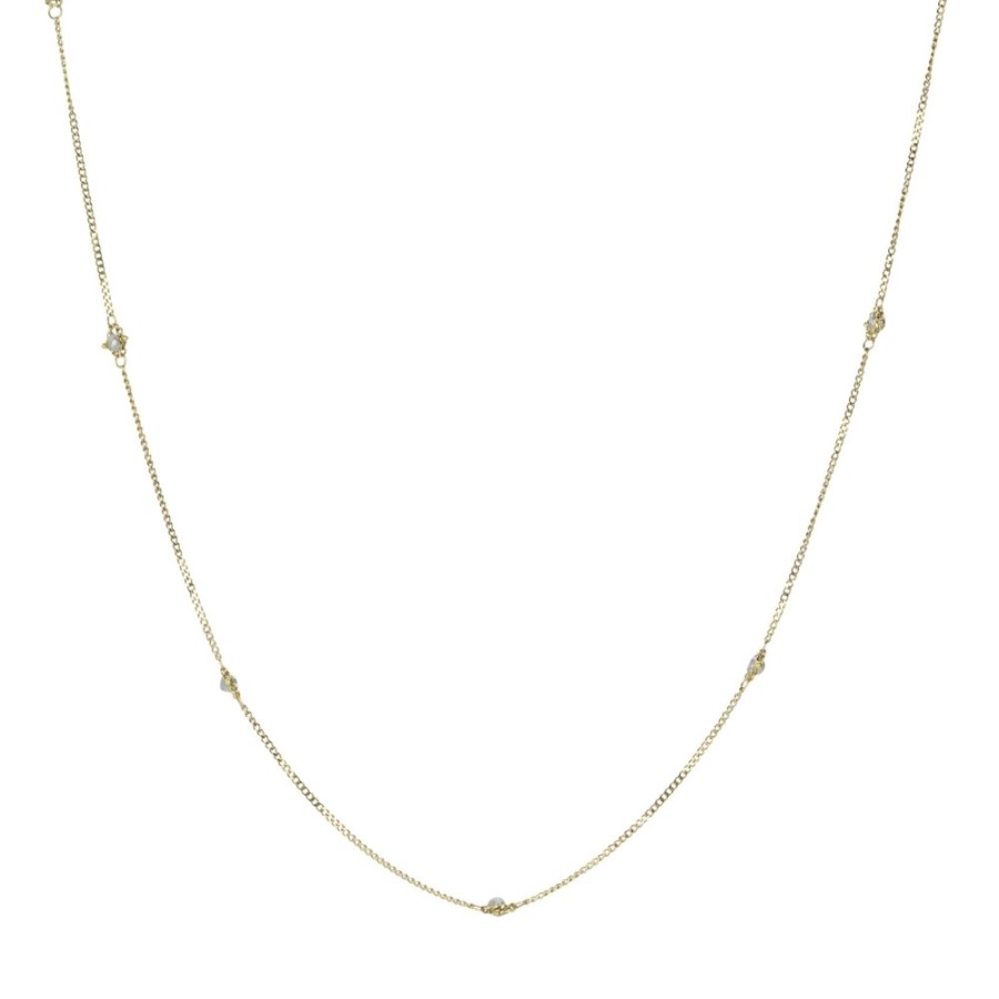 Necklaces Amali | 18K Silver Diamond Textile Station Necklace