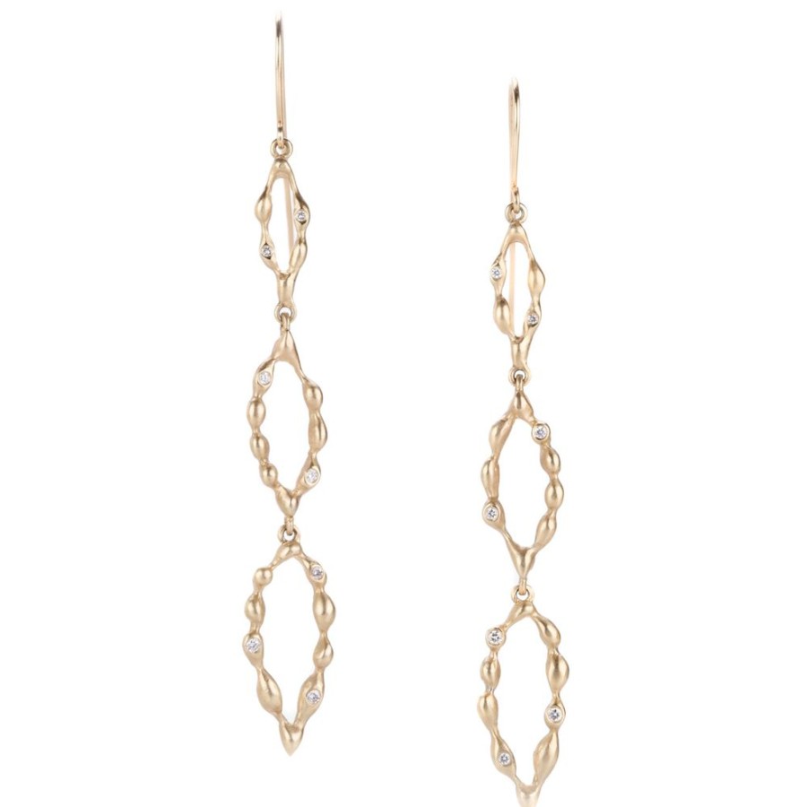 Earrings Nicole Landaw | Triple Navette Diamond Drop Earrings