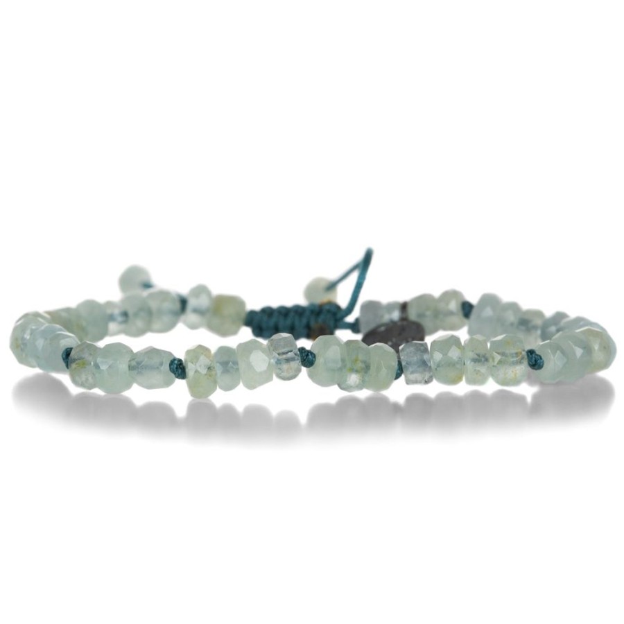 Bracelets Joseph Brooks | Faceted 5Mm Aquamarine Macrame Bracelet