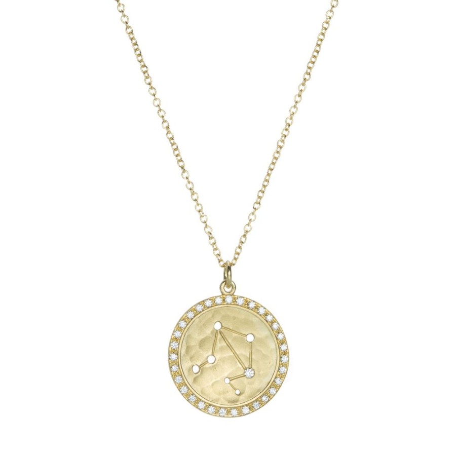 Necklaces Anne Sportun | Libra Pave Halo Sign Necklace