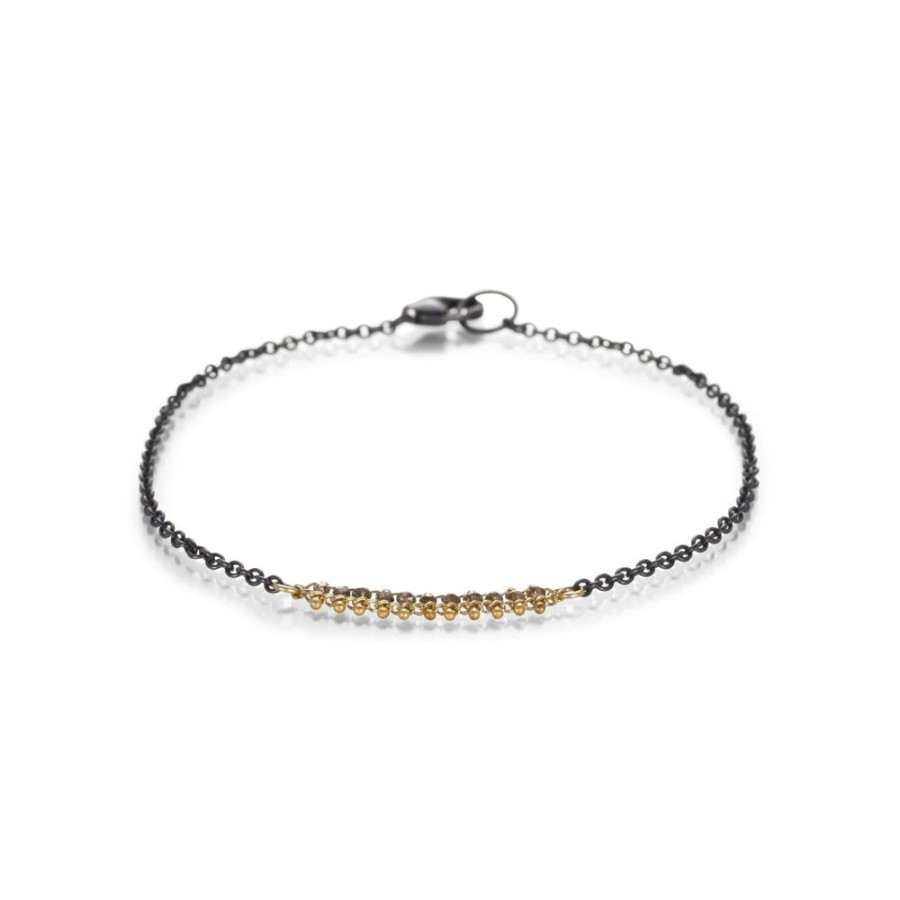 Bracelets Amali | Woven Champagne Diamond Textile Row Bracelet