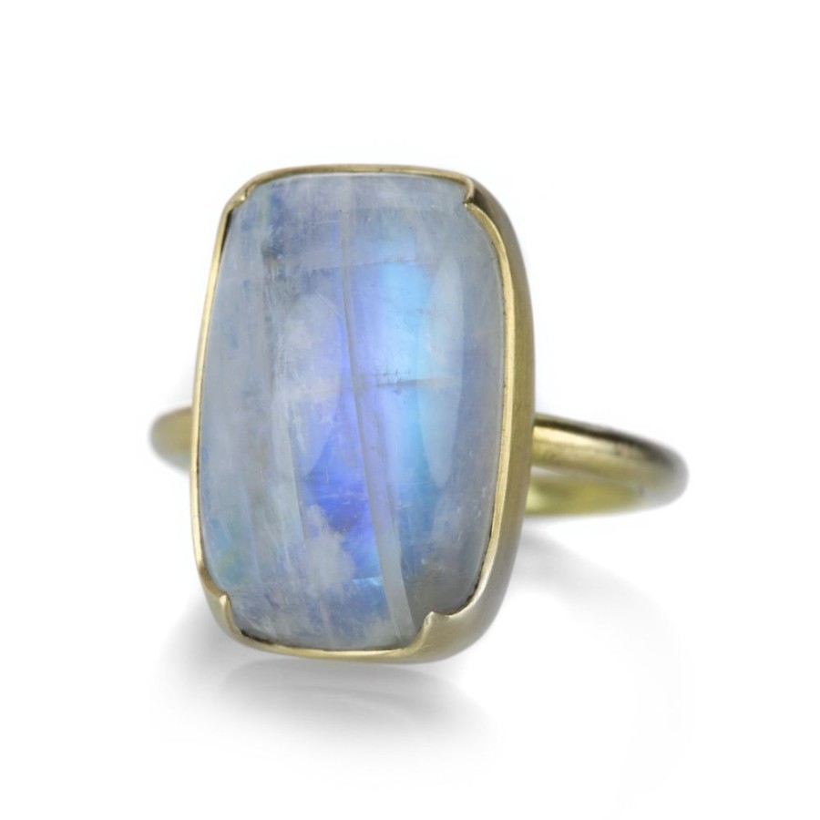 Rings Gabriella Kiss | Cushion Shaped Rainbow Moonstone Ring